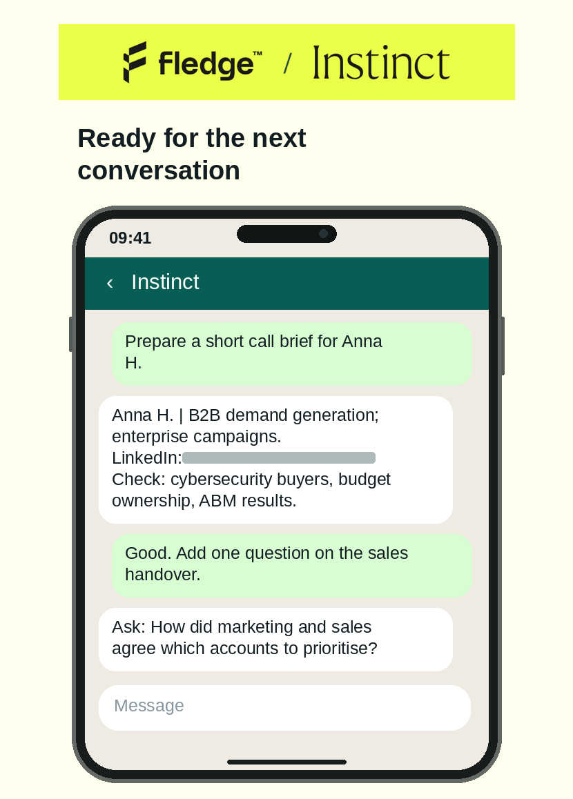 WhatsApp conversation: preparing a short call brief